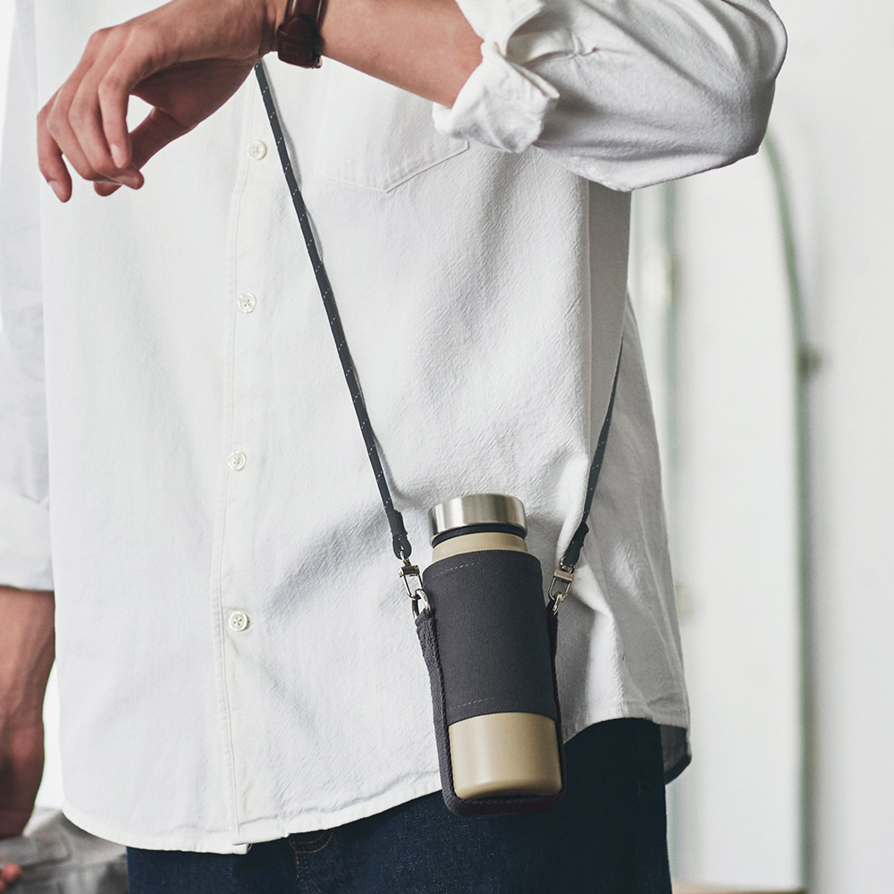 【日本孔雀Peacock】露營戶外登山 不鏽鋼保冷保溫杯400ML(附可調杯袋+登山扣環)-任選色, , large