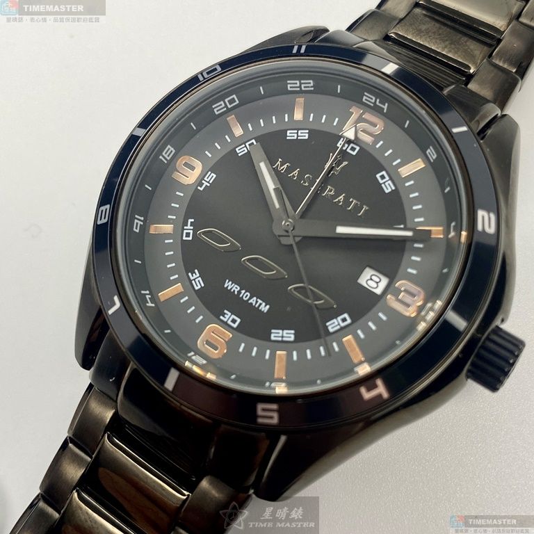 [星晴錶業]MASERATI手錶,46mm,R8853124001黑色錶面黑錶殼深黑色精鋼錶帶款, , large