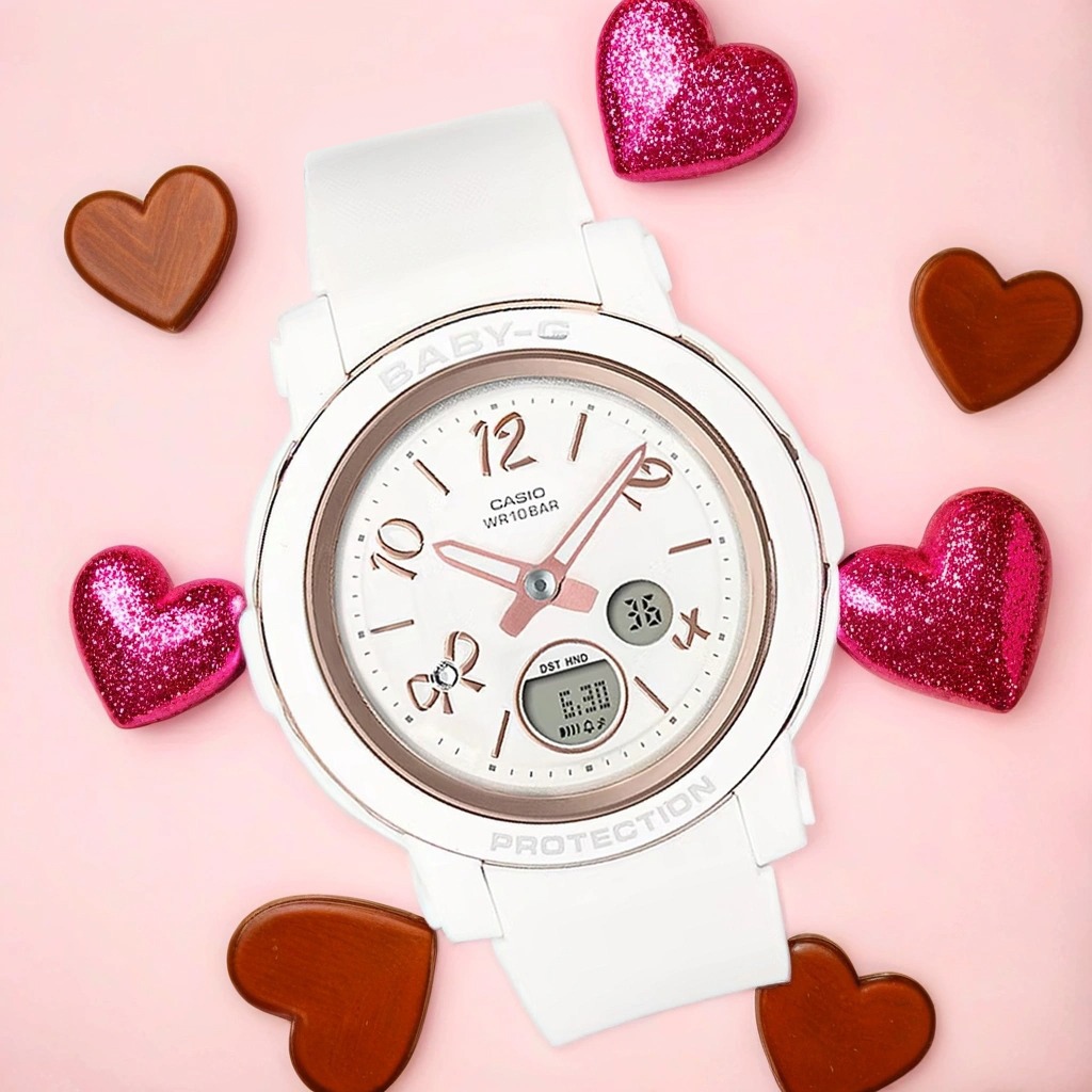 CASIO 卡西歐 BABY-G 緞帶雙顯女錶-白/粉色 BGA-290RA-7A, , large