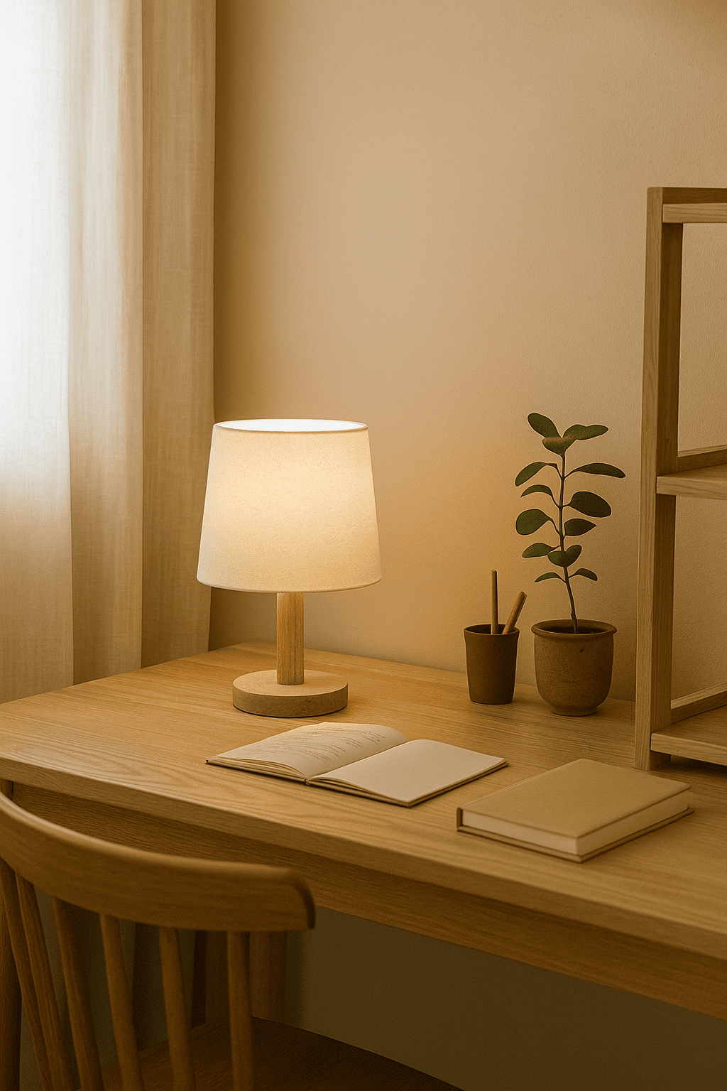 Mini Cute Solid Wood Desk Lamp