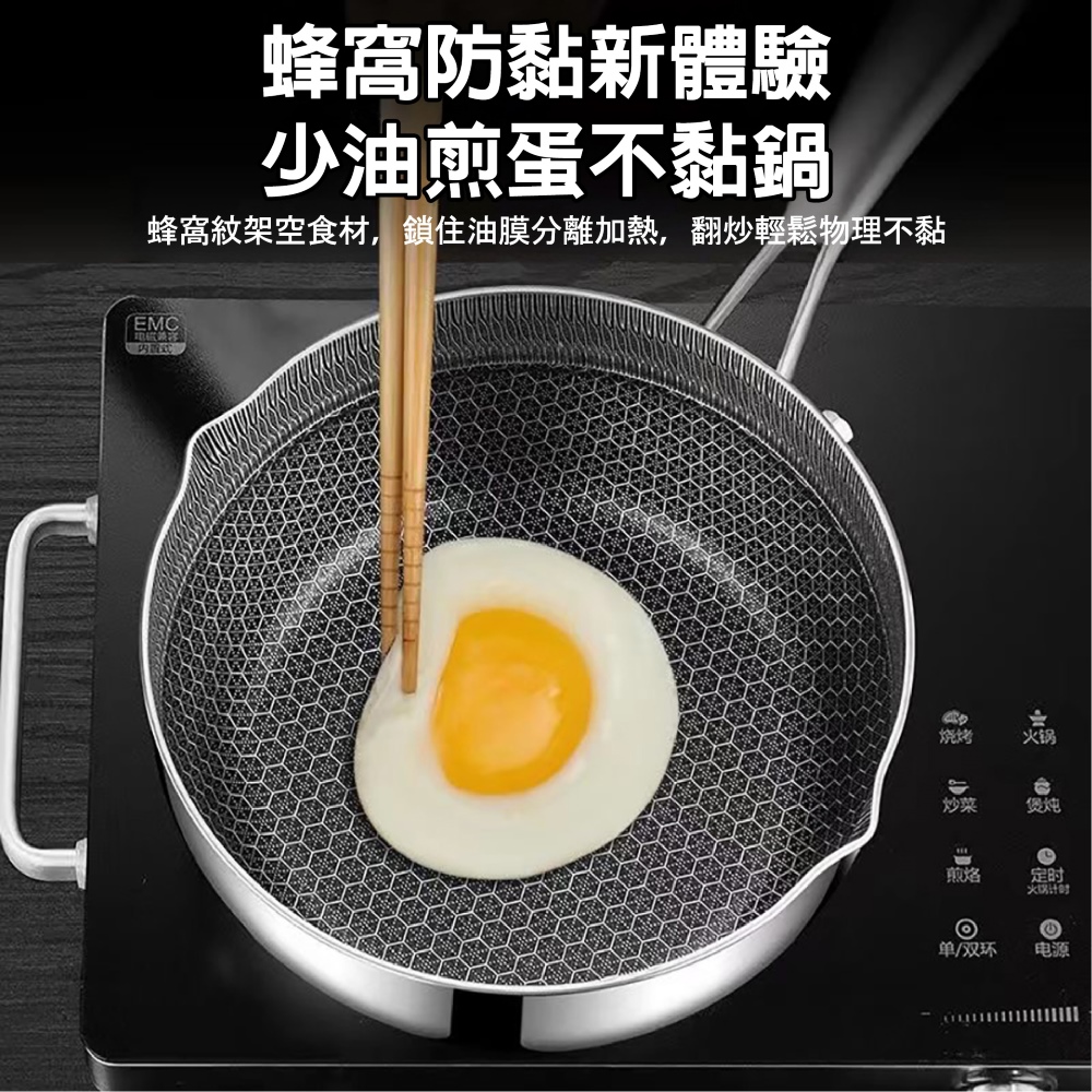 【CITY STAR】316 Stainless Steel Non-stick Honeycomb Yukihira Pan(22cm), , large