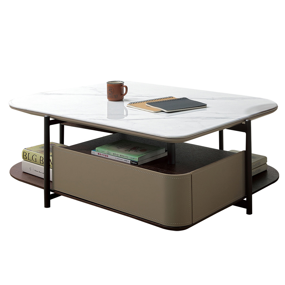 【Hampton 漢汀堡】吉多石面馬鞍皮大茶几, , large