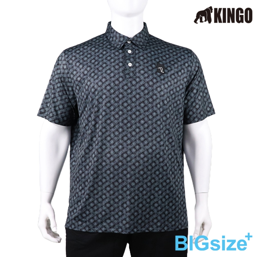 KINGO-大尺碼-男款 排汗POLO衫-藍綠-413203, , large