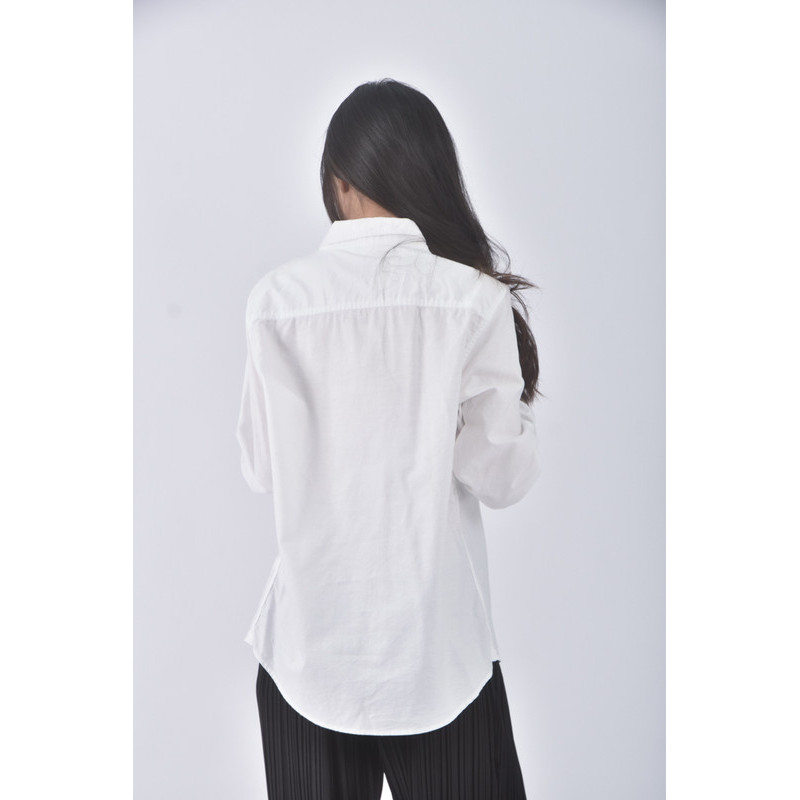 (M) net質感棉質純棉白色長袖上衣二手衣, , large