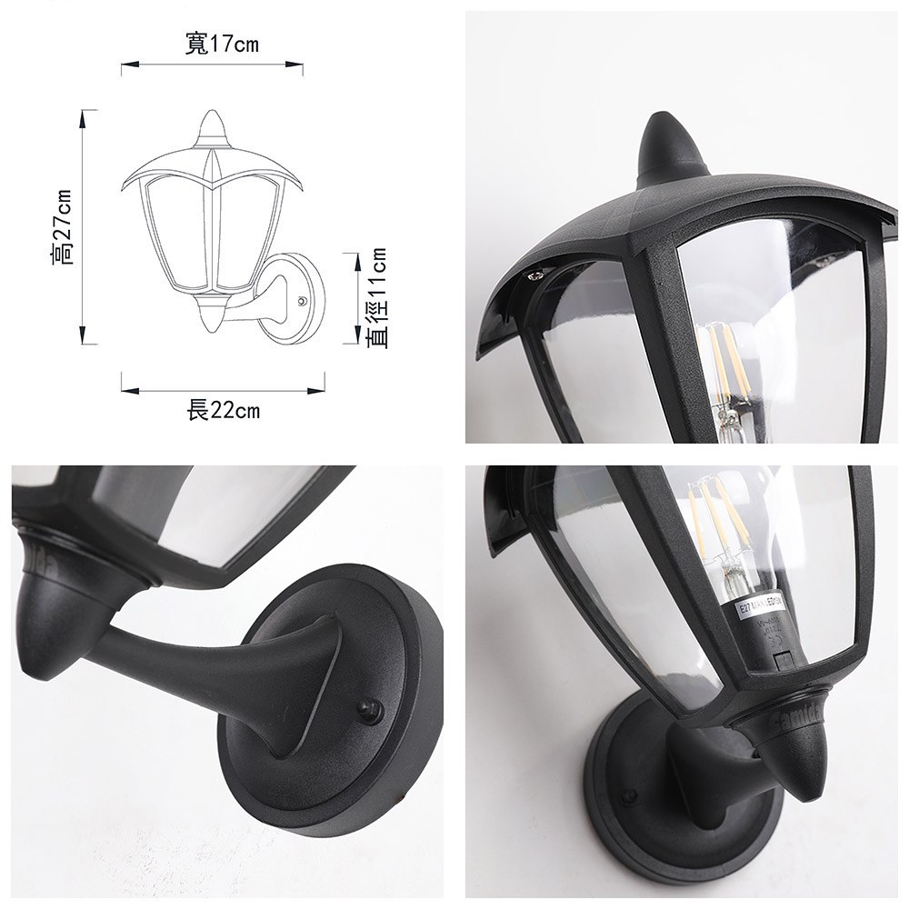 【卡米達】E27戶外庭園壁燈(CA1011WBK), , large