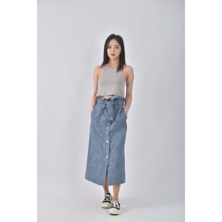 (XL) 【德馨私服】neon韓牌質感藍色綁帶長裙二手衣, , large