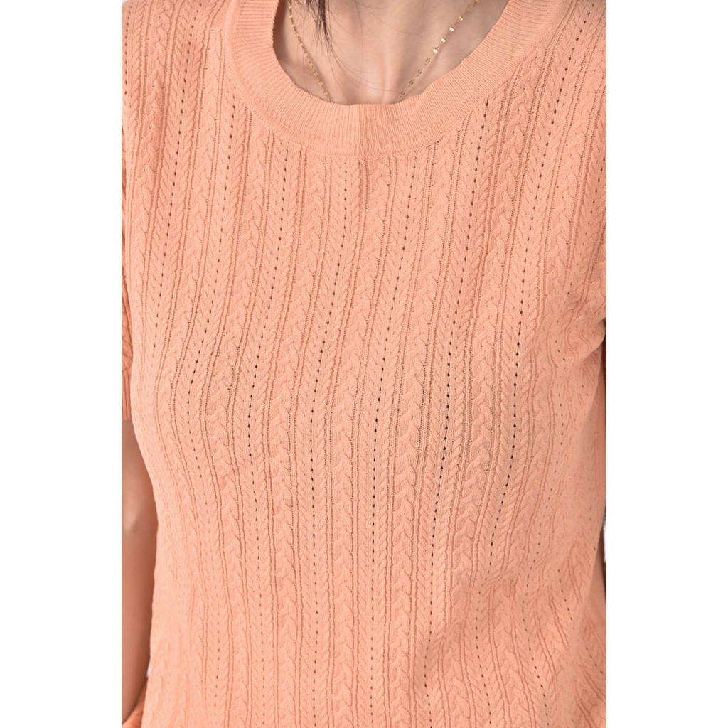 (S) 圓領橘色短袖上衣二手衣, , large