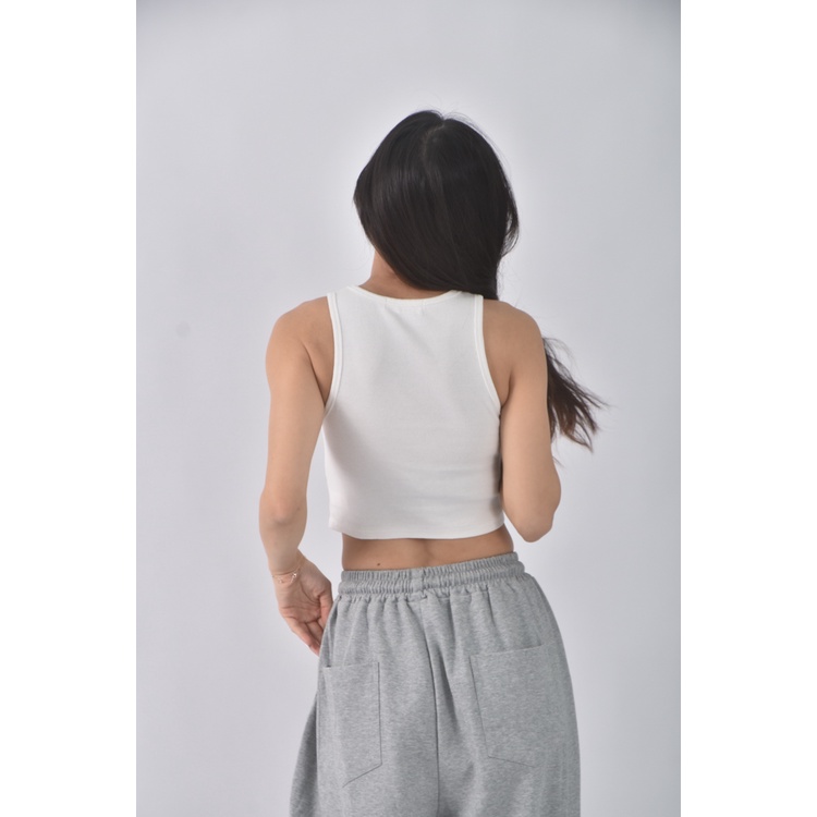 (M) air space lady質感運動棉質無袖白色上衣二手衣, , large