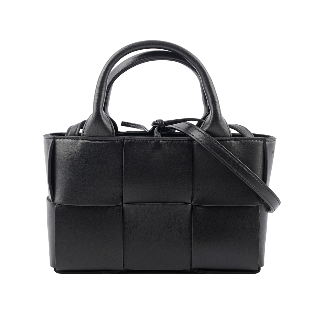 BOTTEGA VENETA Candy Arco 大格小羊皮編織迷你二用包/黑色, , large
