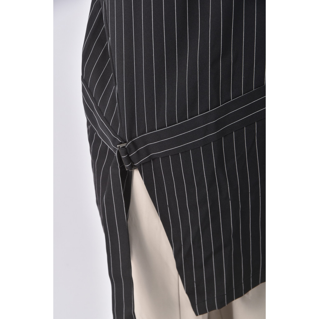 (S) kodz質感條紋黑色短袖上衣二手衣, , large