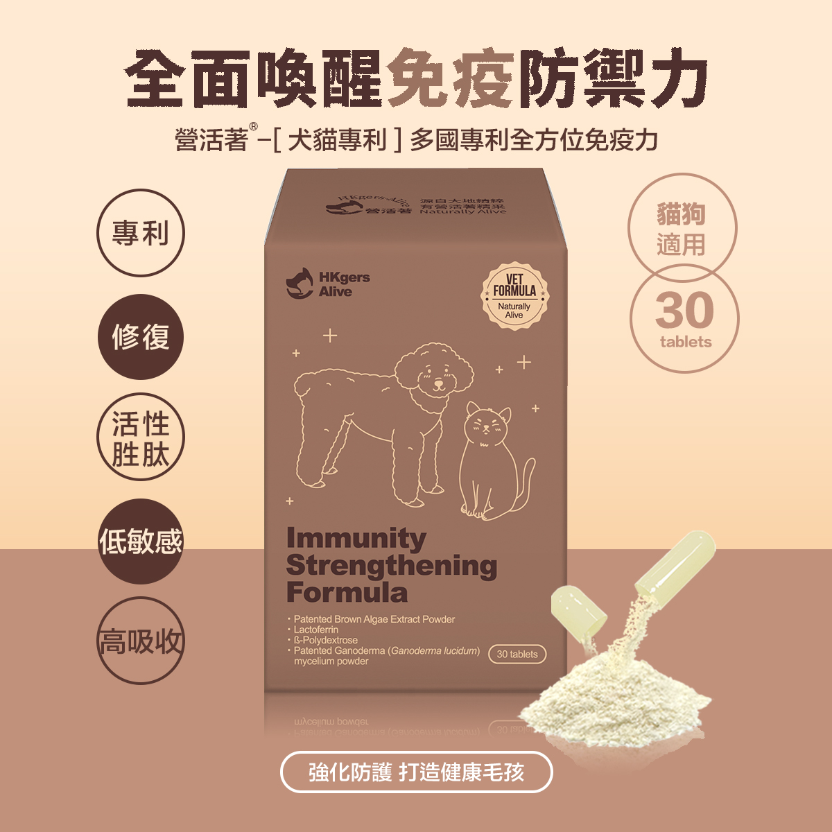 ［營活著］＜全面升級版＞ -【犬貓多國專利】全方位免疫力 抗病毒 健康 長期病患