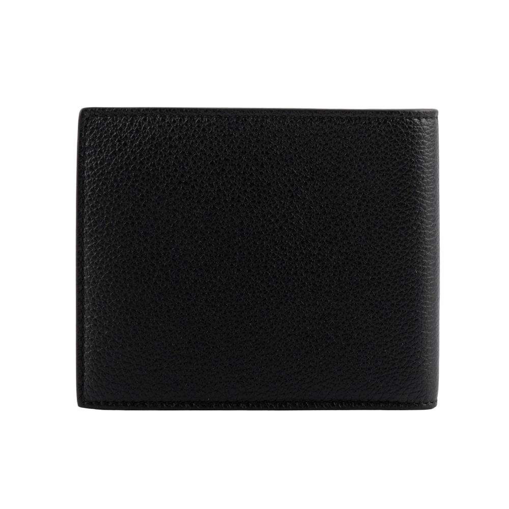 GUCCI Aria 系列標誌壓印皮革對開6卡短夾/黑色, , large