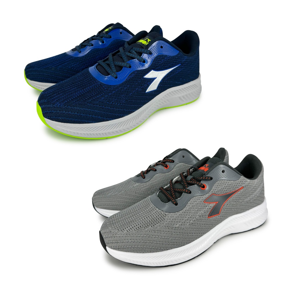 DIADORA迪亞多那 輕量飛織輕跑鞋 男運動鞋 男鞋 慢跑鞋 休閒鞋 寬楦 透氣 吸震 減壓 回彈 支撐 防滑 藍 灰