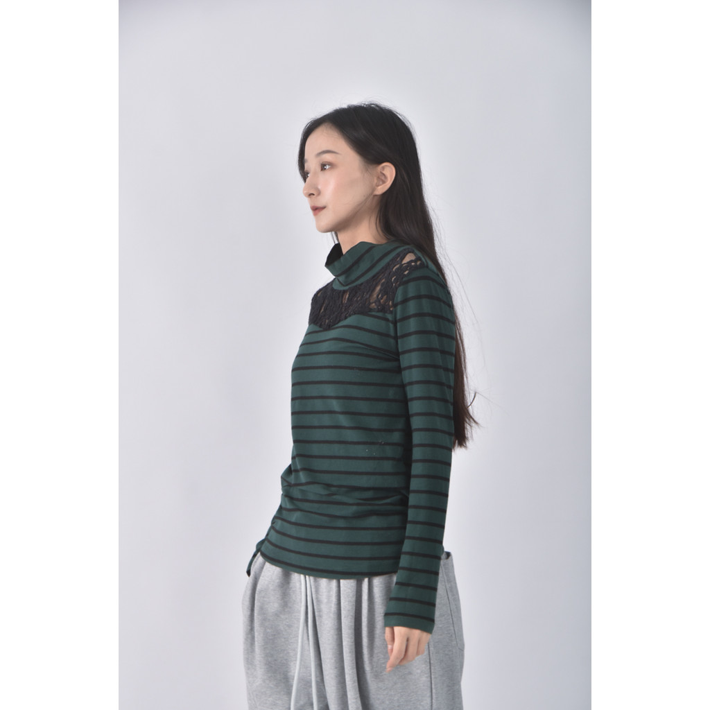 (S) pscompany條紋綠色長袖上衣二手衣, , large