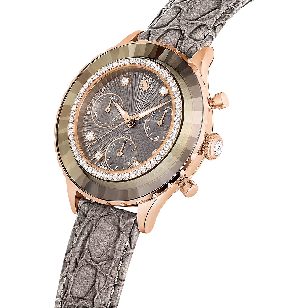 SWAROVSKI 施華洛世奇 Octea Chrono 水晶計時手錶 女錶-37mm(5671153), , large