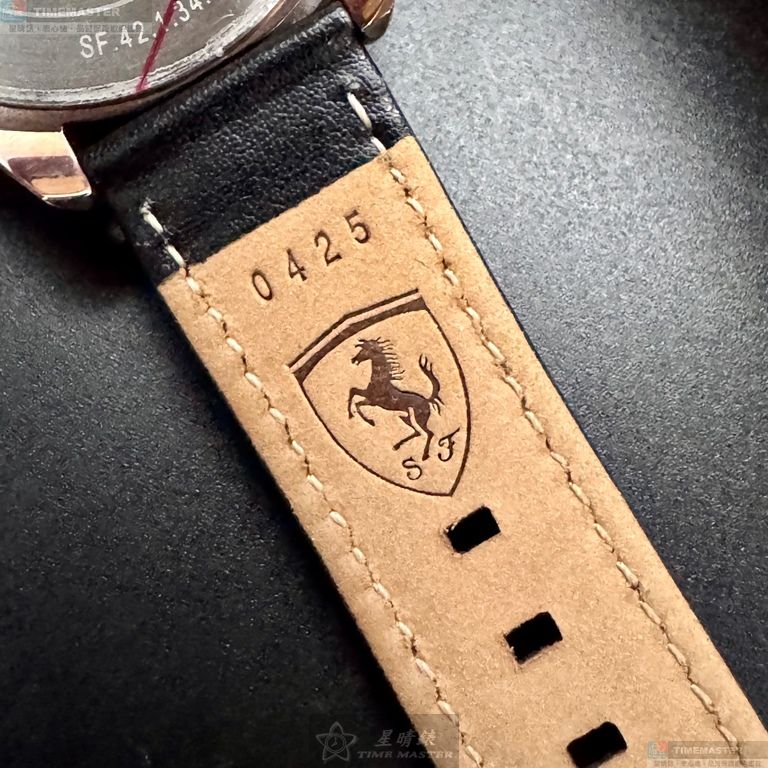 [星晴錶業]FERRARI手錶,42mm,FE00095黑色錶面玫瑰金錶殼深黑色真皮皮革錶帶款, , large