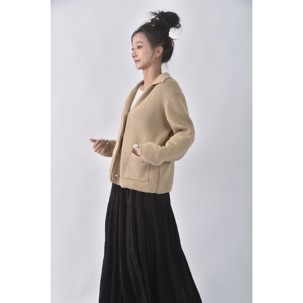 (L) money packing韓牌西裝素面杏色外套二手衣, , large