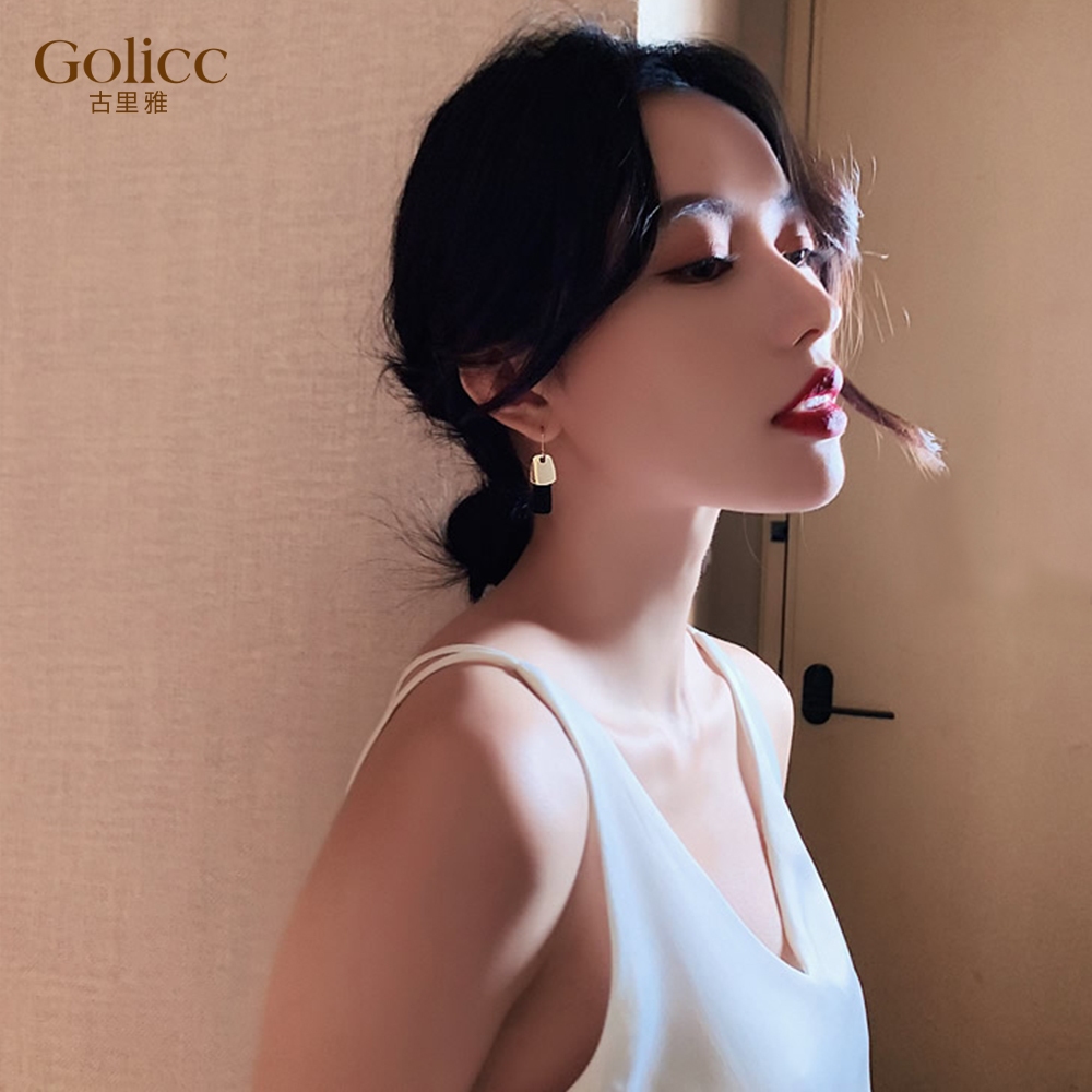 【Gulicc】古莉可 耳環  黑金撞色 耳環, , large