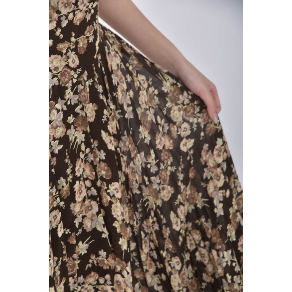 (S) 花紋棕色洋裝二手衣, , large