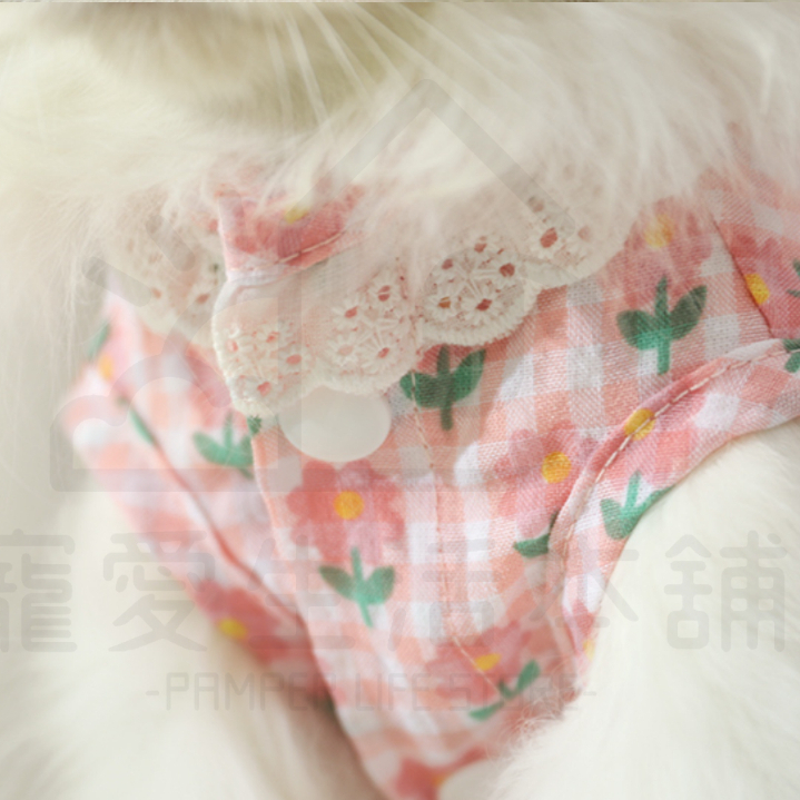 【寵愛生活本舖】寵物夏季薄款格紋花朵背心 寵物衣服 寵物防曬 貓衣服 幼犬貓衣服, , large