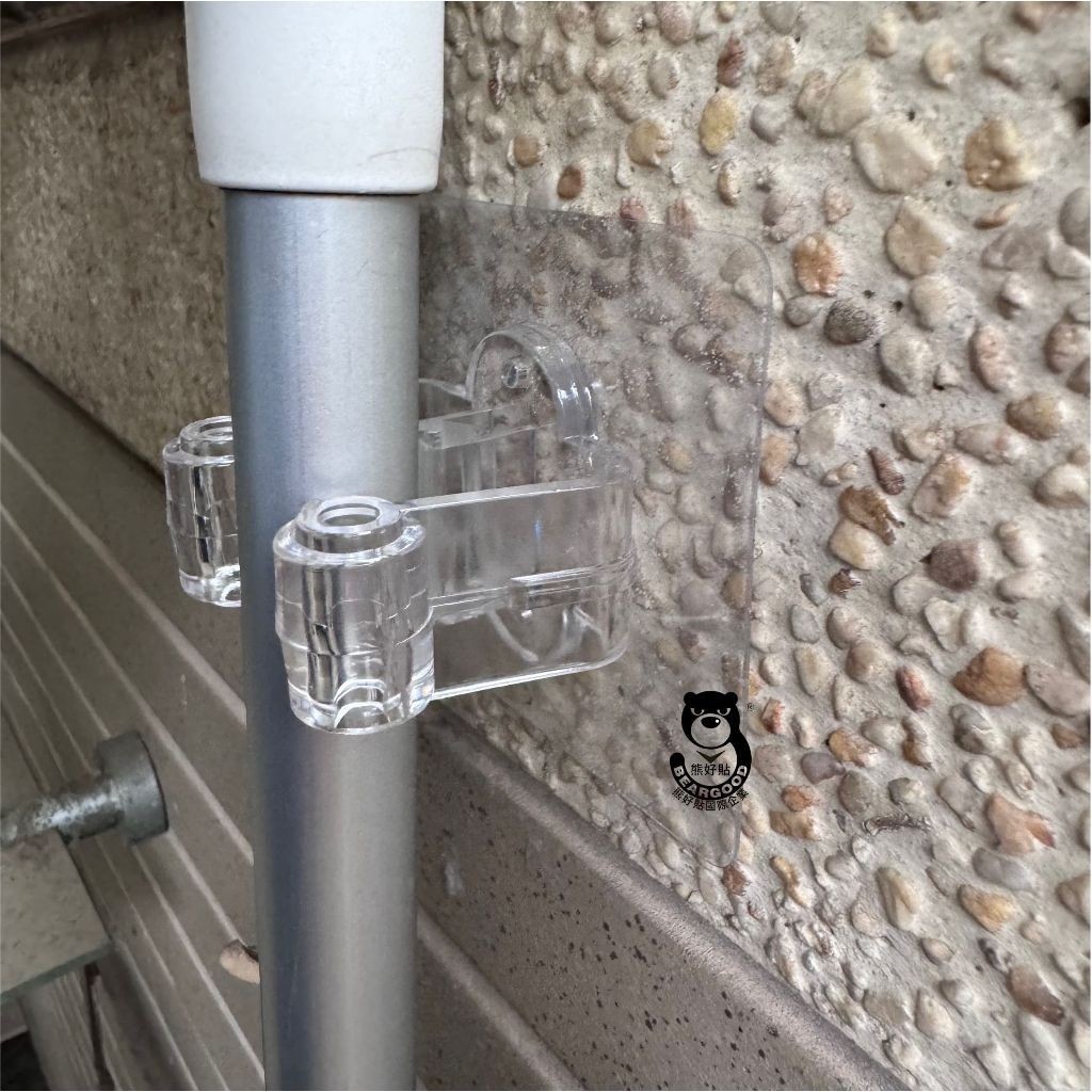[熊好貼國際]拖把架 掃把架 好神拖(全透明)不殘膠不損磁磚 粗糙不平整光滑牆面皆可貼（超黏貼）平滑面(重覆貼)掛鈎, , large