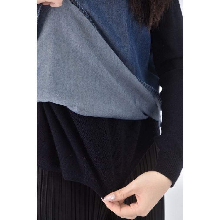 (S) fashion show質感棉質藍色長袖上衣二手衣, , large