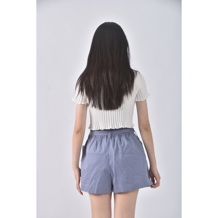 (L) earth music ecology高腰棉質純棉藍色綁帶短褲二手衣, , large