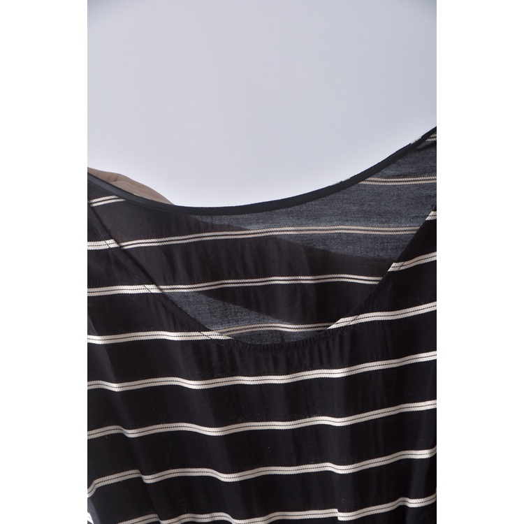 (S) 12twelve agenda條紋無袖黑色洋裝二手衣, , large