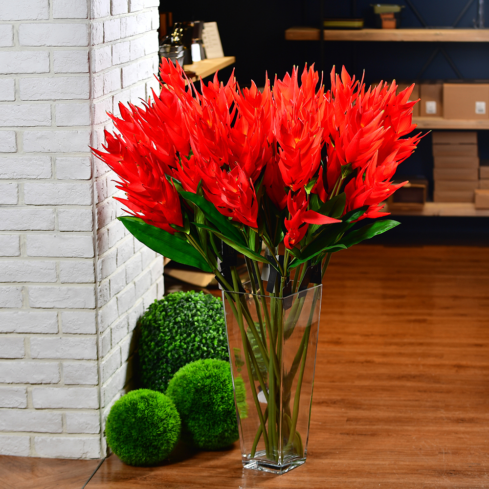 PE FLOWER W/DK.GREEN LEAVES STICK, , large