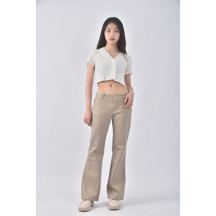 (XL) la chambre dine質感棉質杏色長褲二手衣, , large
