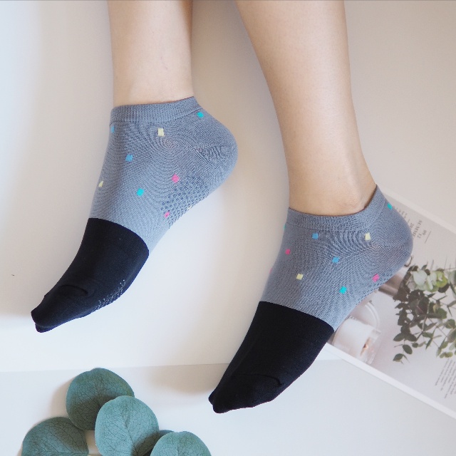 [Kaimei Cotton] 8 pairs of MIT Taiwan-made microfiber anti-slip, cool and breathable boat-shaped socks-geometric squares, , large