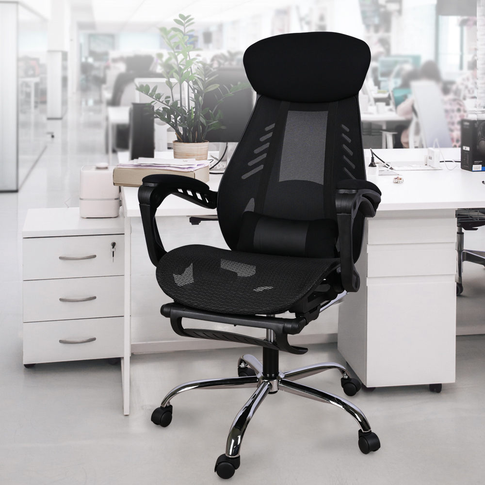 【AOTTO】透氣護腰可擱腳電腦椅(KOC-04)