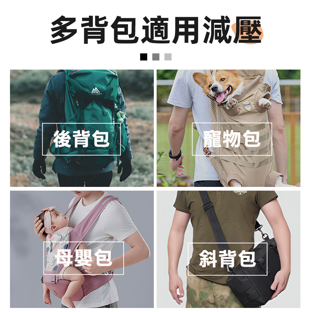 【上手家居】加厚書包減壓背帶 4片組 黑色(減壓肩墊/背包背帶/肩背帶/肩墊/護肩墊/氣墊肩帶/減壓後背包), , large