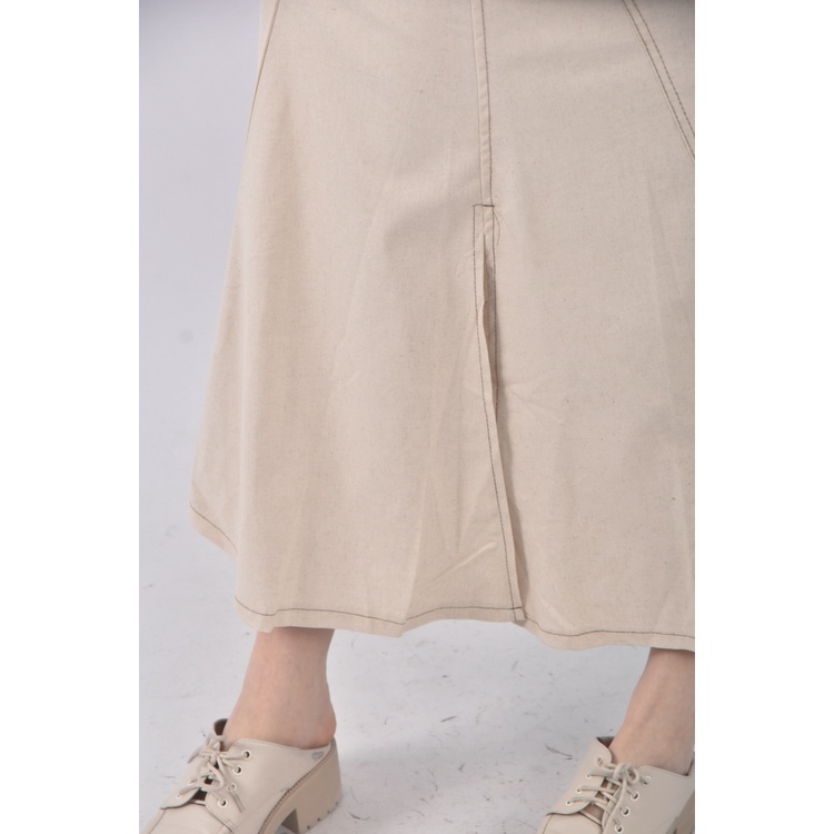 (S) 寬鬆杏色長裙二手衣, , large