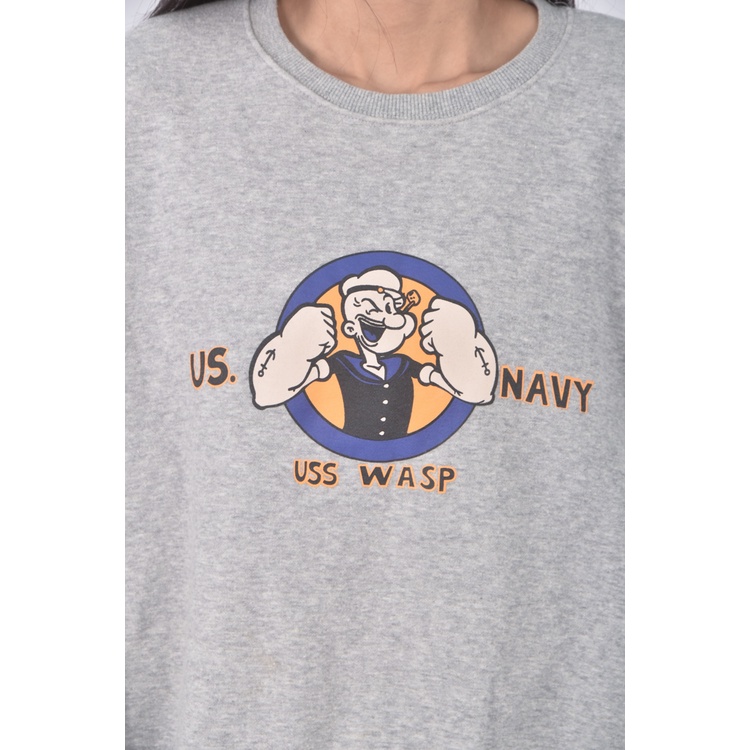 (F) 質感印花灰色長袖上衣二手衣, , large