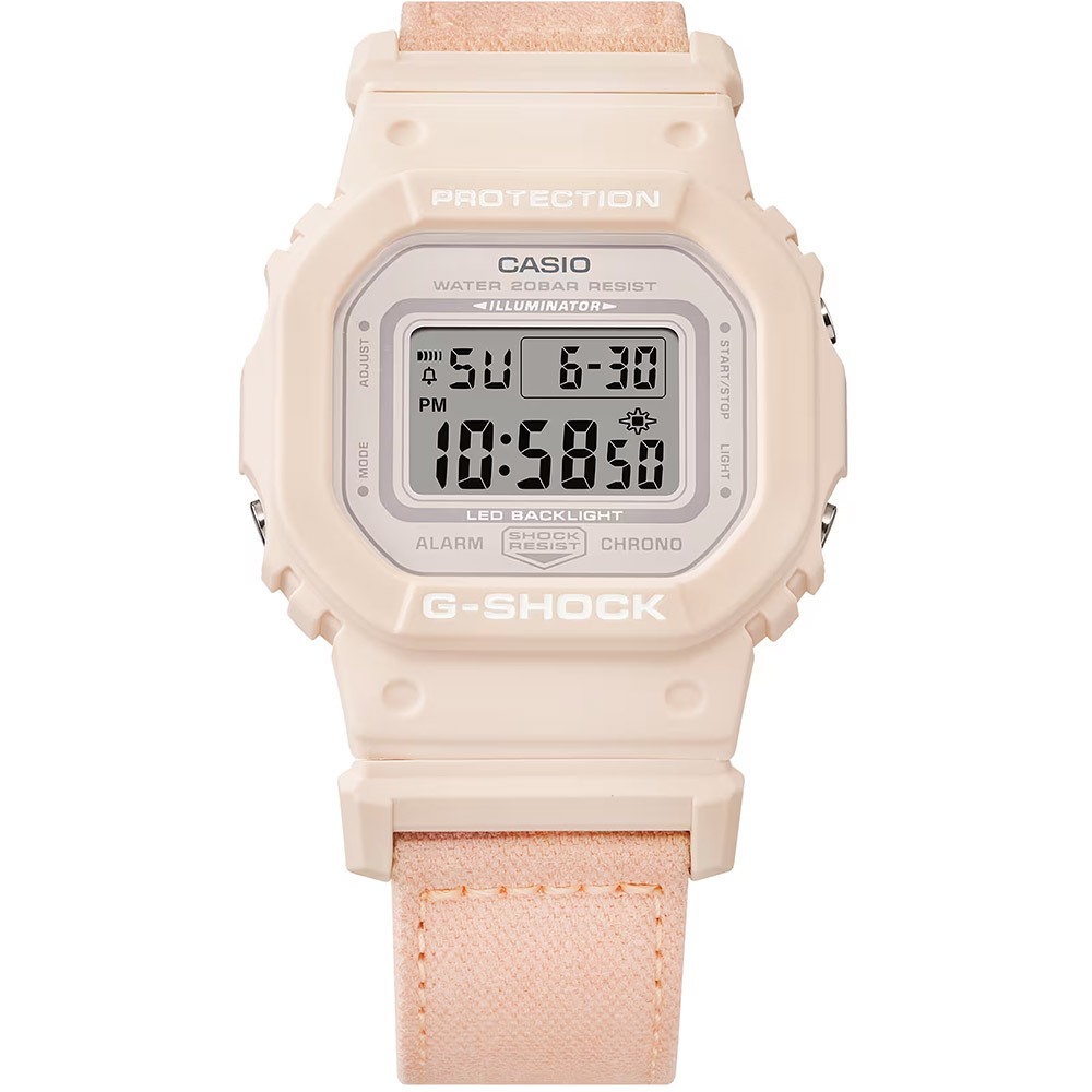 CASIO 卡西歐 G-SHOCK 自然系列 櫻花粉 布質錶帶方型女錶 GMD-S5600CT-4, , large