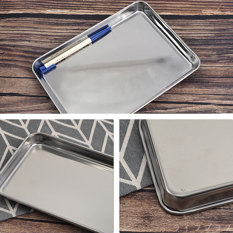 日本製ECHO不鏽鋼角型料理盤-L-3入, , large