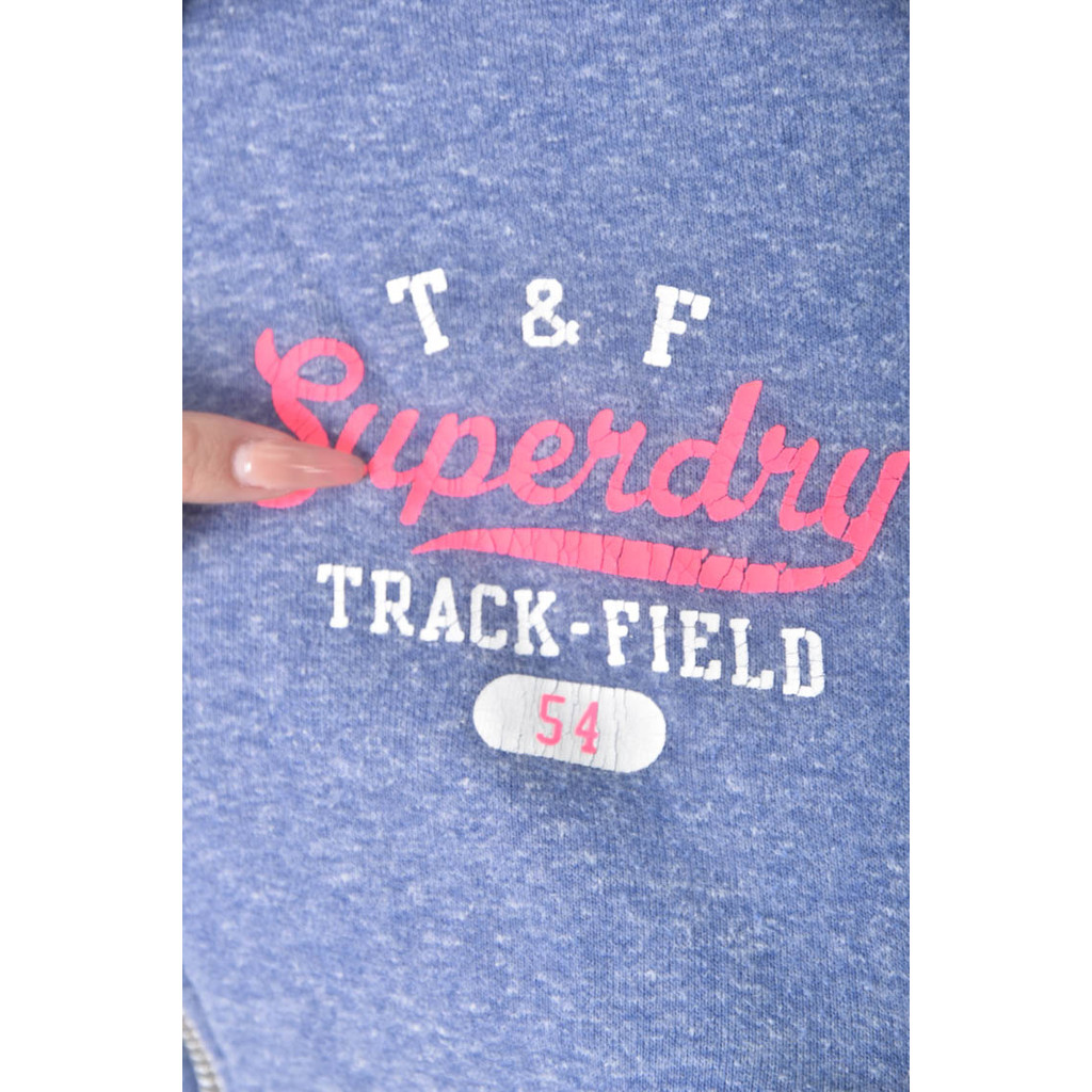 (S) 【又又私服】superdry運動棉質美式圖案藍色外套二手衣, , large