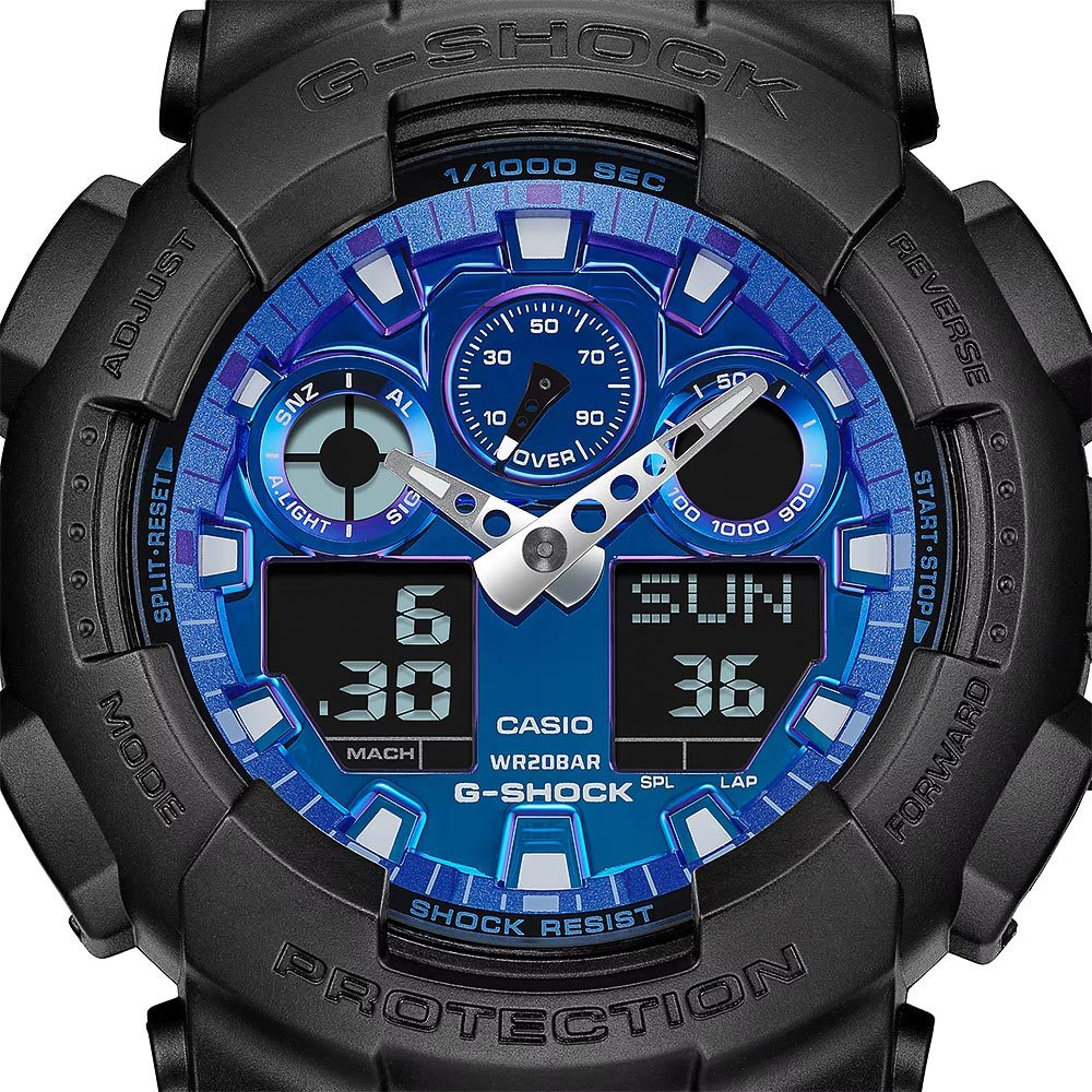 CASIO 卡西歐 G-SHOCK 熾熱火焰系列 雙顯手錶 GA-100FL-1A, , large