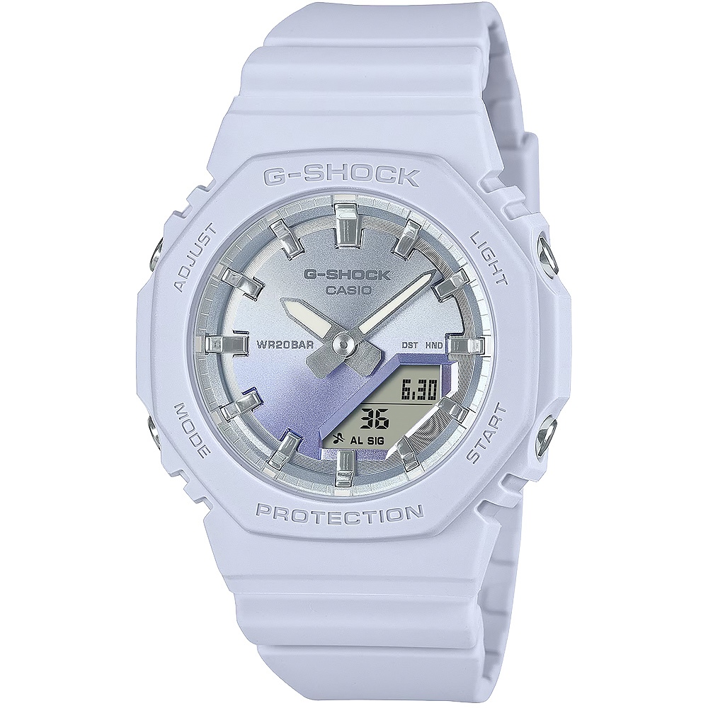 CASIO 卡西歐 G-SHOCK 日落時刻 漸層環保雙顯手錶-藍 GMA-P2100SG-2A