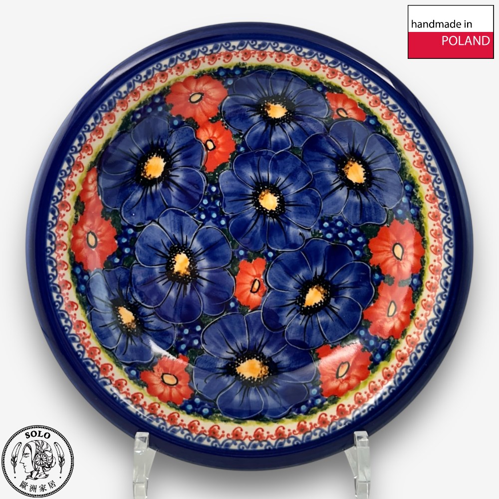 【SOLO歐洲家居】波蘭製 Cerraf 波蘭陶 22.5cm 深圓盤 意麵盤 圓盤 赤藍芳華系列, , large