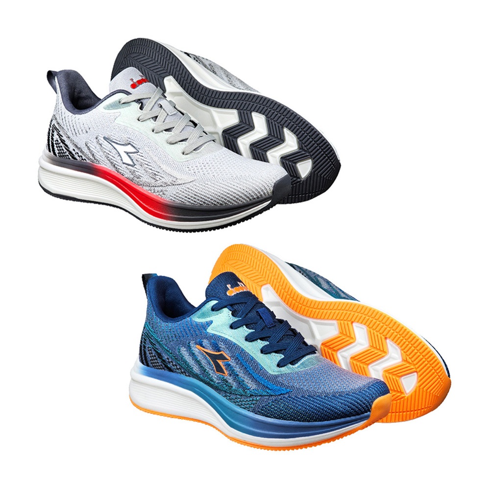 DIADORA迪亞多那 輕羽慢跑鞋 男運動鞋 男鞋 時尚 漸層 飛織 透氣 吸震 減壓 輕量 氣墊乳膠鞋墊 止滑 灰 藍, , large