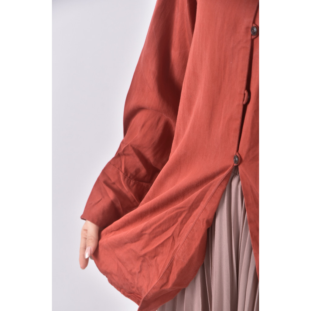 (M) uniqlo排扣紅色長袖上衣二手衣, , large