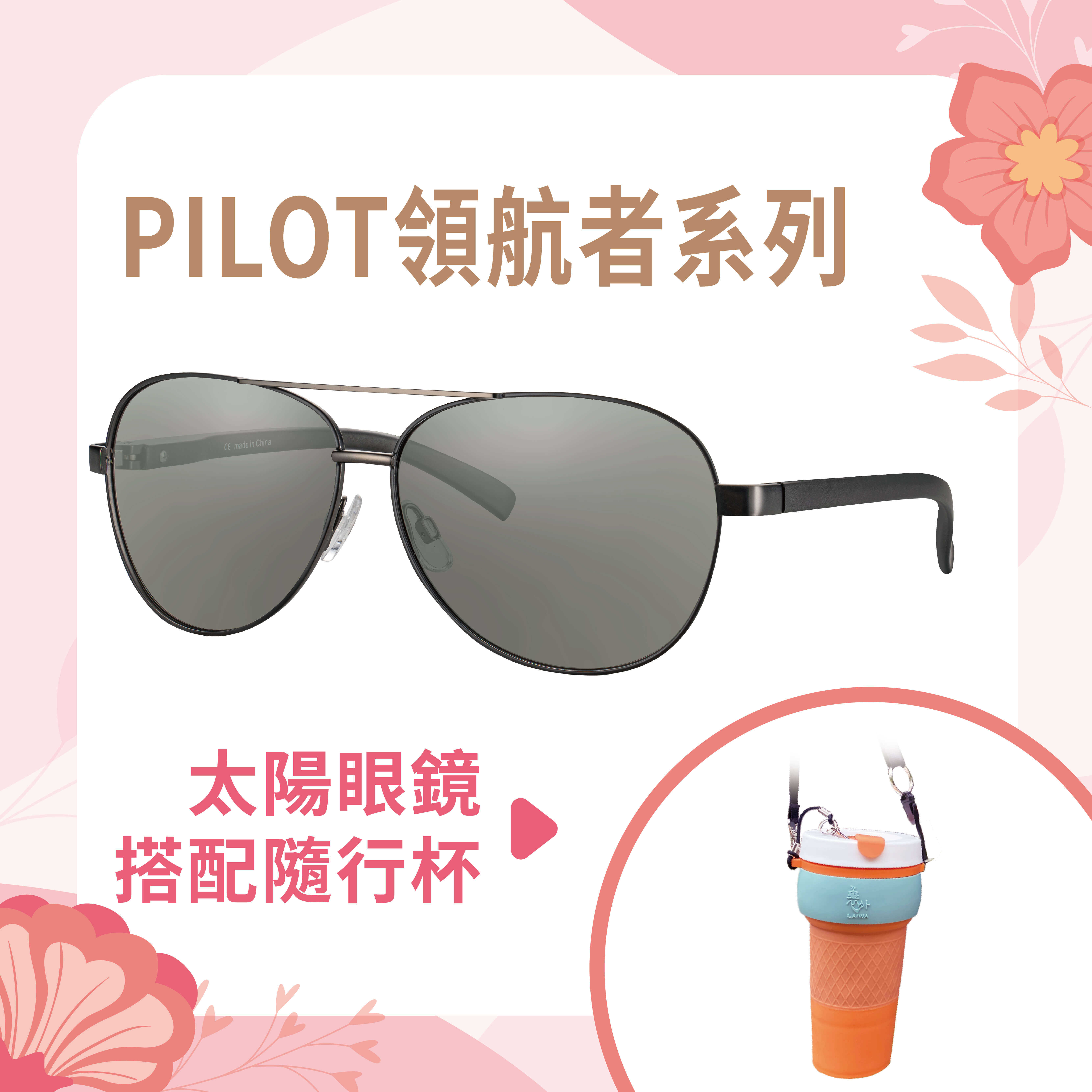 [五揚]EYEGLE PILOT領航者系列 休閒時尚墨鏡+隨行杯組合 EF-G001010 質感鐵灰