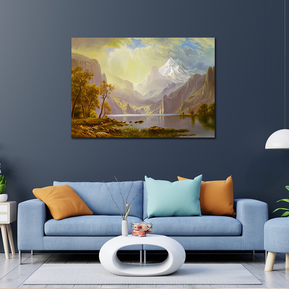 【御畫房】天山湖畔 國家一級畫師手繪油畫60&times;90cm(VF-86), , large