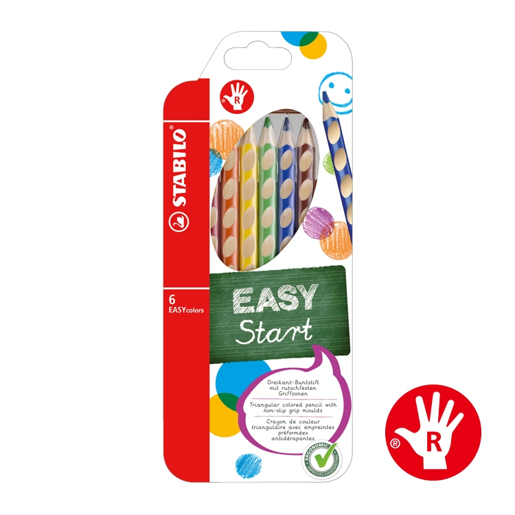 【德國天鵝】STABILO EASYcolors 人體工學洞洞色鉛筆6色/12色 左/右手左手6色(ST331/6), , large