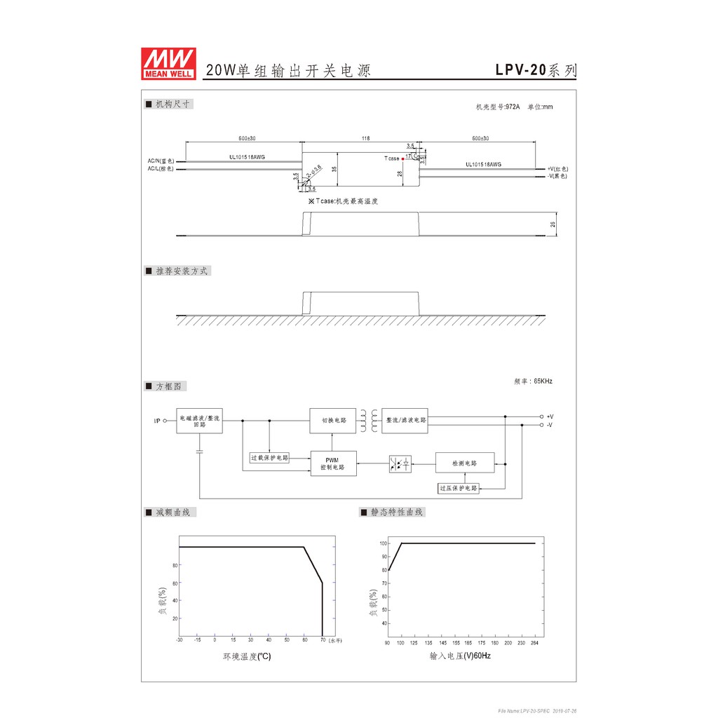 明緯 20W單組輸出LED光源電源(LPV-20-12), , large