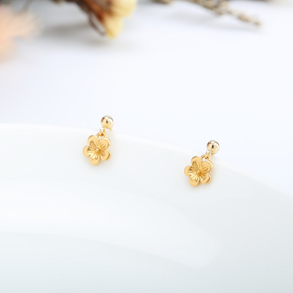 【Angel & Me】Plum flower 14KGF earrings Valentine Day Birthday gift, , large