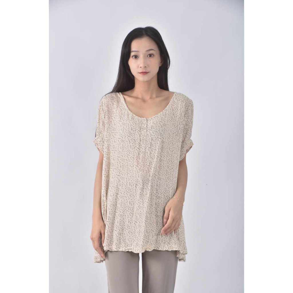 (XL) pola romo點點杏色短袖上衣二手衣, , large