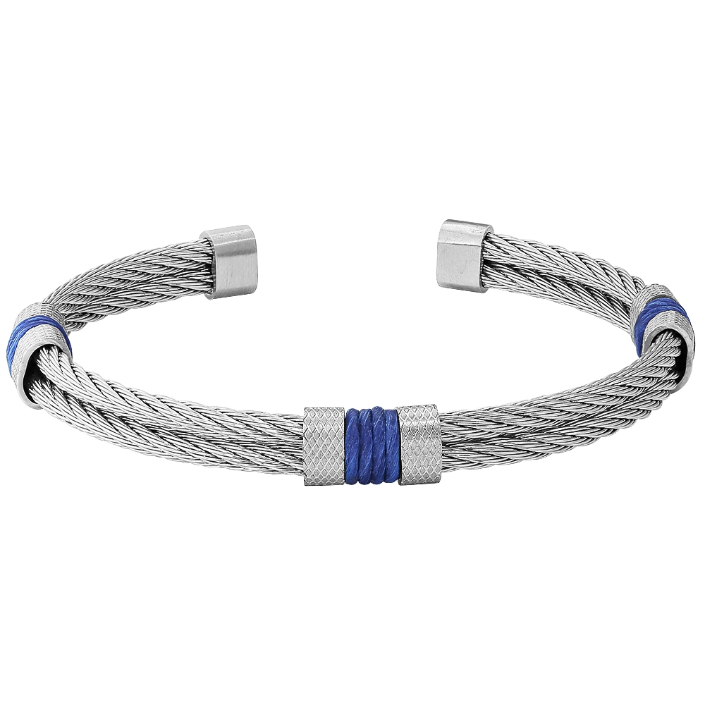 【快速出貨】法國 ROCHET CABESTAN系列 鋼索手環-藍 HBJ2366, , large